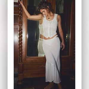 Free People Women's White Sweet On You Bias Half Slip Maxi Skirt NWT